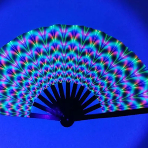 Éventail pliant en nylon Kongfu imprimé sur mesure, grand format, pour soirées et clubs, produit artisanal en bambou - Product Image 1