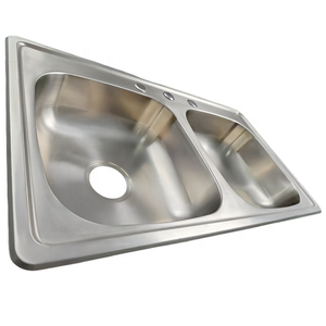 Lavello da <span class=keywords><strong>Cucina</strong></span> in Acciaio Inox dal Design Classico con Doppia Vasca, Dimensioni 840mm*480mm - Product Image 4