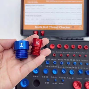 Jeu de 44 pièces d'outils de mesure de filetage (écrous et boulons) <span class=keywords><strong>en</strong></span> aluminium, jauges de filetage rouge et bleu, pour mesures métriques et impériales - Product Image 5