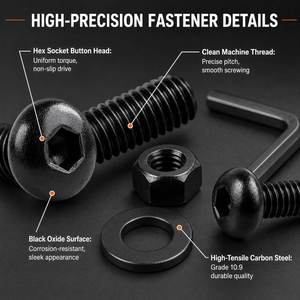 261PCS M5 Button Head Hex Socket Cap <b>Screw</b> Nut and Washer <b>Assortment</b> Kit Grade 10.9 Carbon Steel Black Oxide Metric Coarse - Product Image 6