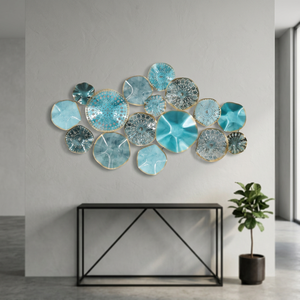 Décoration murale en métal moderne faite à la main de luxe, motif floral en forme de feuille, thème artistique, décoration de la maison, cadeau de Pâques - Product Image 1