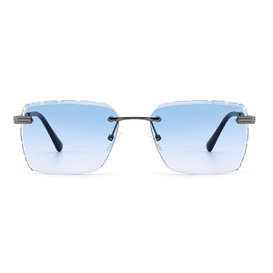 Custom Logo 2026 Fashion <b>Gradient</b> Nylon Lenses Metal Sun Glasses UV400 Rimless Square <b>Sunglasses</b> for Men Women - Product Image 1