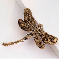 Broche libellule unisexe grande taille vente en gros de strass pour décoration de cadeau de fête de mariage pour vêtements broches de mode