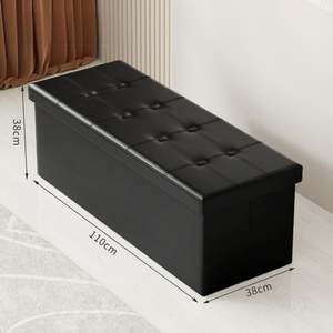 Taburete Plegable de Almacenamiento, Cubo de 15 Pulgadas, Otomana Pequeña, Reposapiés, Asiento Acolchado - Product Image 2