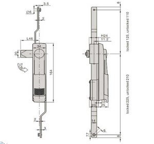 Serrures à poignée battante triangulaires à tige de connexion pour <span class=keywords><strong>armoire</strong></span> de commande FS3184 MS824 - Product Image 6