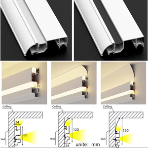 Perfil de aluminio LED para iluminación de pared, montaje en superficie sin techo, lámpara decorativa de esquina superior, canal de luz para tira de yeso - Product Image 2
