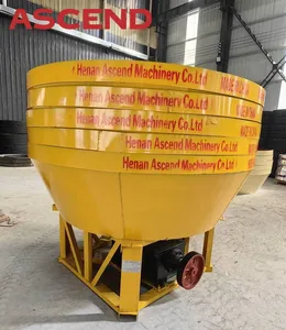 Double Roller Gold Grinding Wet Pan Mill 0.5 1 Tph Grinding Gold Mining Ascend 1100 1200 1400 Model Wet Pan Mill