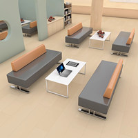 Canapé modulaire moderne en velours chenille deux places pour bureaux, espaces publics, salles d'attente, hôtels et aéroports