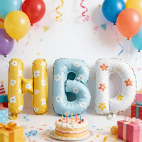 Ensemble de ballons en feuille d'aluminium tendance style INS avec inscription BABY HBD, décoration de fête pour le 1er anniversaire des bébés et des enfants