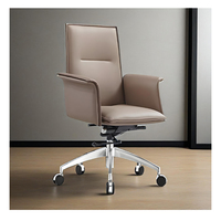 Chaise de bureau de direction à dossier haut avec revêtement en cuir, accoudoirs réglables, base chromée, chaise pivotante pour bureau de direction, maison
