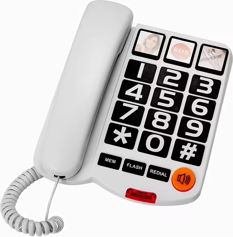 Large Button Corded Phone for Seniors - One-Touch Dialing, Volume ...