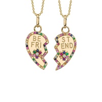 Collier pendentif cœur cassé arc-en-ciel argent Gemnel pour femme, collier de couple meilleur ami, mode 925