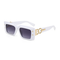 Lunettes de soleil de luxe 2025 pour créateurs, unisexe, style rétro œil de chat, monture dorée et blanche, protection UV400, monture intégrale en PC
