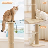 Arbre à chat avec griffoir, base en bois épaisse et durable, griffoir en sisal, balles suspendues, super robuste, pour chats d'intérieur
