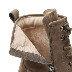 Bottes personnalisées en cuir à lacets pour l'hiver et le printemps, motif uni, fermeture éclair, confortables, respirantes, talon épais - Product Image 4