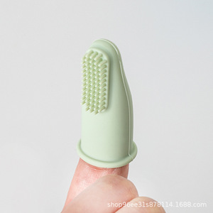Silicone Finger Toothbrush For Cats And Dogs Green Color Customizable Bristles Home Use Pet Dental Care - Product Image 2