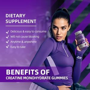 Gomitas de Creatina de Marca Privada OEM/ODM, Sabor a Arándano, Sin Azúcar, Gomitas de Monohidrato de Creatina para Hombres y Mujeres - Product Image 6