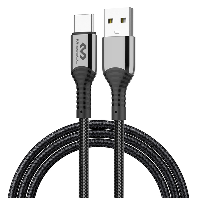 Miccell Braided Nylon Jacket USB-C to for Fast Charging 3A Data Cable for iPhone & IOS Devices