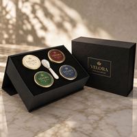 Boîte à caviar noire magnétique en carton rigide haut de gamme avec insert en EVA pour coffret cadeau de luxe