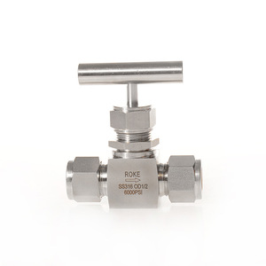 Vanne à aiguille manuelle en acier inoxydable 316, Ø1/2, 6000 PSI, haute pression, type coupant à passage direct - Product Image 1