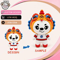 Peluche personnalisée Lion Danseur, Poupée en peluche OEM ODM, Chapeau Orange, Costume Blanc, Bordure Rouge, Animal en peluche pour Cadeau Enfant