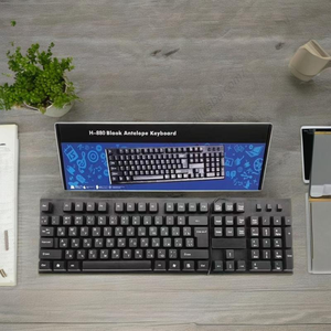 Venta al por Mayor de Teclados con Cable Multi-idioma, Teclado de Plástico para Computadora de 108 Teclas, Inglés, Árabe, Francés, Ruso - Product Image 3