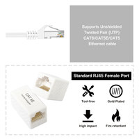 Konektor RJ45 Female to Female Inline Coupler Cat5e Cat6 UTP Ethernet Cable Extender Adapter Joiner untuk Koneksi Jaringan LAN