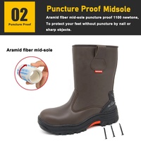 Cuir de vache marron résistant à la chaleur semelle en caoutchouc antidérapante en fibre de verre orteil Anti-crevaison industrie sidérurgique hommes bottes de sécurité de soudage