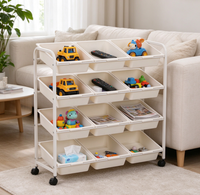 Étagère de rangement multifonctionnelle à quatre niveaux, écologique, imperméable, sur pieds, avec roulettes, pour salon, cuisine, salle de bain