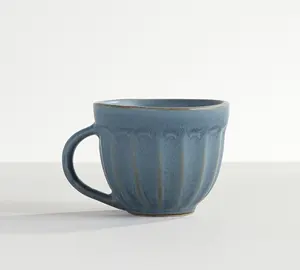 현대 테마 반응성 컬러 플루트 디자인 커피 머그잔 세라믹 컵 라떼 음료