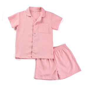 Quality Supplier Linen Fabric Clothes <b>Summer</b> Short Sleeve with Shorts <b>Pyjamas</b> Set Kids Pjs Girls Simple Pajamas - Product Image 3