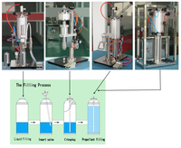 Machine de remplissage d'aérosol de bonne qualité, machine de remplissage manuelle de bombes de peinture en aérosol avec booster