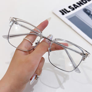 Montures de lunettes rectangulaires demi-cerclées unisexes, verres en Tr90, protection anti-lumière bleue pour hommes et femmes, verres plats Yc9536 A3 - Product Image 1