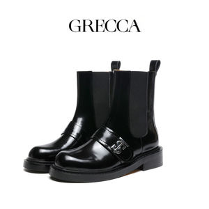 Yüksek yarım çizmeler rahat beyaz dikiş ipliği kadınlar için dayanıklı yakışıklı deri Chelsea çizmeler - Product Image 2