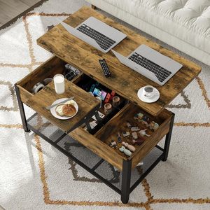 <span class=keywords><strong>Table</strong></span> <span class=keywords><strong>basse</strong></span> multifonctionnelle relevable avec compartiment de rangement dissimulé et <span class=keywords><strong>transformable</strong></span> <span class=keywords><strong>en</strong></span> <span class=keywords><strong>table</strong></span> à manger - Product Image 5