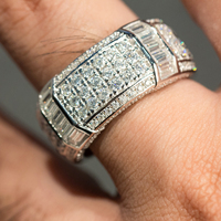 Bague de mariage pour homme en argent 925 avec micro-pavé de diamants Moissanite, bijoux personnalisés