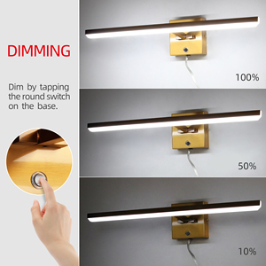 Modern Brass Wall Lamp LED Vanity <b>Light</b> 3500K Warm White Rectangular Mirror Fixture for Bathroom Ceiling Mount - Product Image 2
