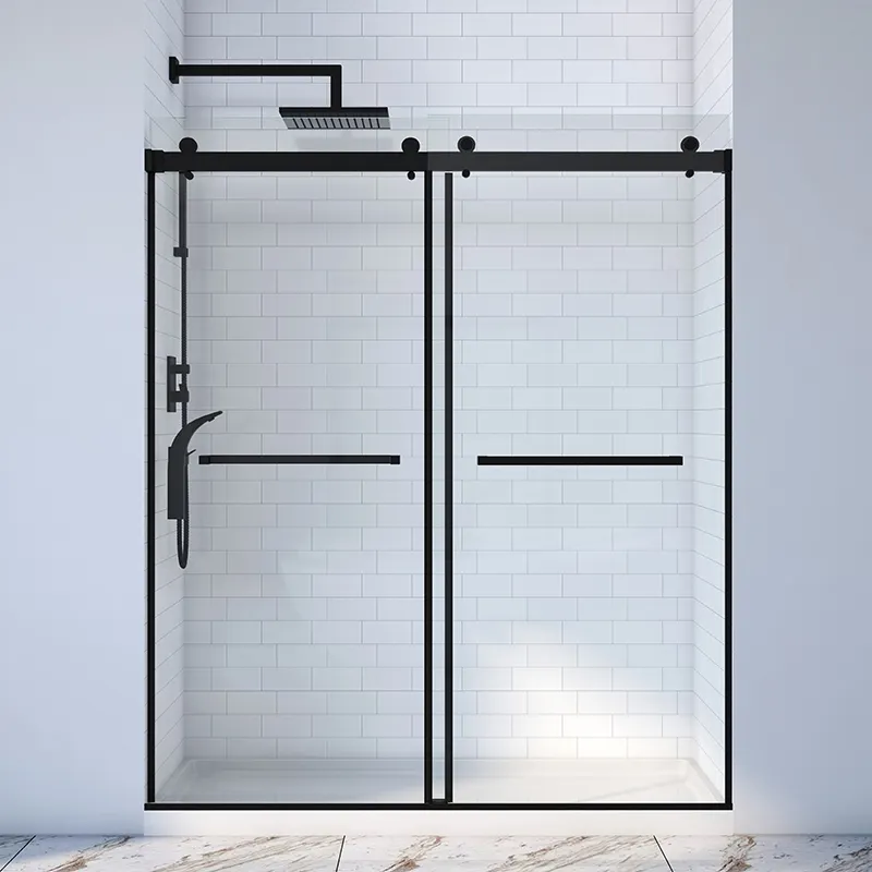 High Quality Modern Hotel Bathroom Shower Screen Double Sliding Tempered Shower Glass Door