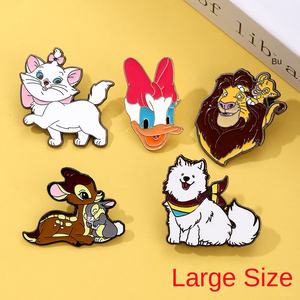 Spilla in metallo YINI a forma di leone dei cartoni animati, accessorio per badge Daisy, in lega di zinco placcata nichel nero, verniciata a goccia d'olio - Product Image 2