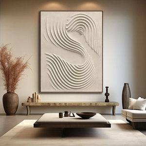 Art mural moderne neutre Wabi Sabi, grand art mural abstrait vertical aux tons terreux, <span class=keywords><strong>peinture</strong></span> sur toile pour la maison et la galerie - Product Image 1