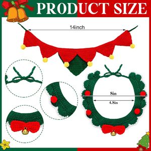 Collares navideños Huhumy para mascotas, collares ajustables con lazo de lana para gatos, perros pequeños de 12 a 16 pulgadas, accesorios festivos - Product Image 2