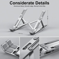 Support pour ordinateur portable réglable en aluminium, refroidisseur portable compatible avec iPad et ordinateurs portables jusqu'à 18 pouces