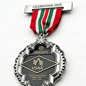 Médaille de célébration USAA 2025 en alliage de zinc plaqué argent, forme irrégulière, impression en relief, récompense - Product Image 3