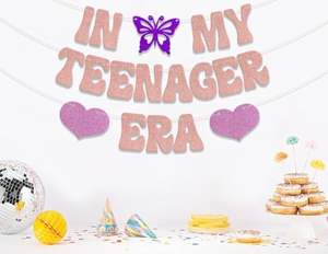 Suministros <span class=keywords><strong>de</strong></span> fiesta <span class=keywords><strong>de</strong></span> feliz cumpleaños con In My Teenager Era Banner para Tema <span class=keywords><strong>de</strong></span> mariposa Suministros <span class=keywords><strong>de</strong></span> decoración para fiesta <span class=keywords><strong>de</strong></span> cumpleaños 13 <span class=keywords><strong>De</strong></span> <span class=keywords><strong>niña</strong></span> - Product Image 2