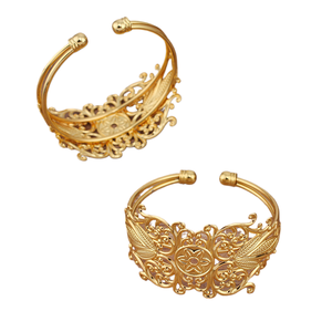 Bracelet double fil en laiton massif avec grande fleur, idéal pour <span class=keywords><strong>les</strong></span> tenues Hanfu et <span class=keywords><strong>les</strong></span> <span class=keywords><strong>couronnes</strong></span> <span class=keywords><strong>de</strong></span> cheveux (jiangc (07622)) - Product Image 3