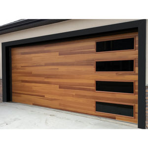 Apprêt de texture de grain de <span class=keywords><strong>bois</strong></span> naturel porte de <span class=keywords><strong>garage</strong></span> en <span class=keywords><strong>bois</strong></span> massif porte de levage sectionnelle automatique pour maisons villas - Product Image 1