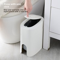 Poubelle à couvercle à pression esthétique, grande capacité, en plastique, pour la maison, la cuisine, la salle de bain, le salon, les toilettes