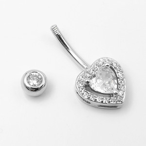 New Design Heart <strong>Belly</strong> Button Rings 925 <strong>Sterling</strong> <strong>Silver</strong> Body Jewelry Navel <strong>Bar</strong> Fashion Piercing for Women Men - Product Image 3