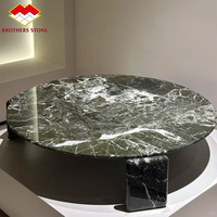 Dalle de marbre Verde Levanto naturelle et moderne pour salon, meubles en pierre, tables basses rondes en marbre vert design