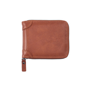 Men's Leather <b>Wallet</b> With Zipper Multi Card Slots Coin Purse <b>Document</b> Storage Solid Color Everyday Use - Product Image 5